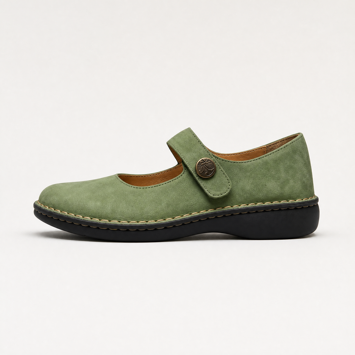 Women's Wide Fit Mary Jane Flats with Strap Fastening