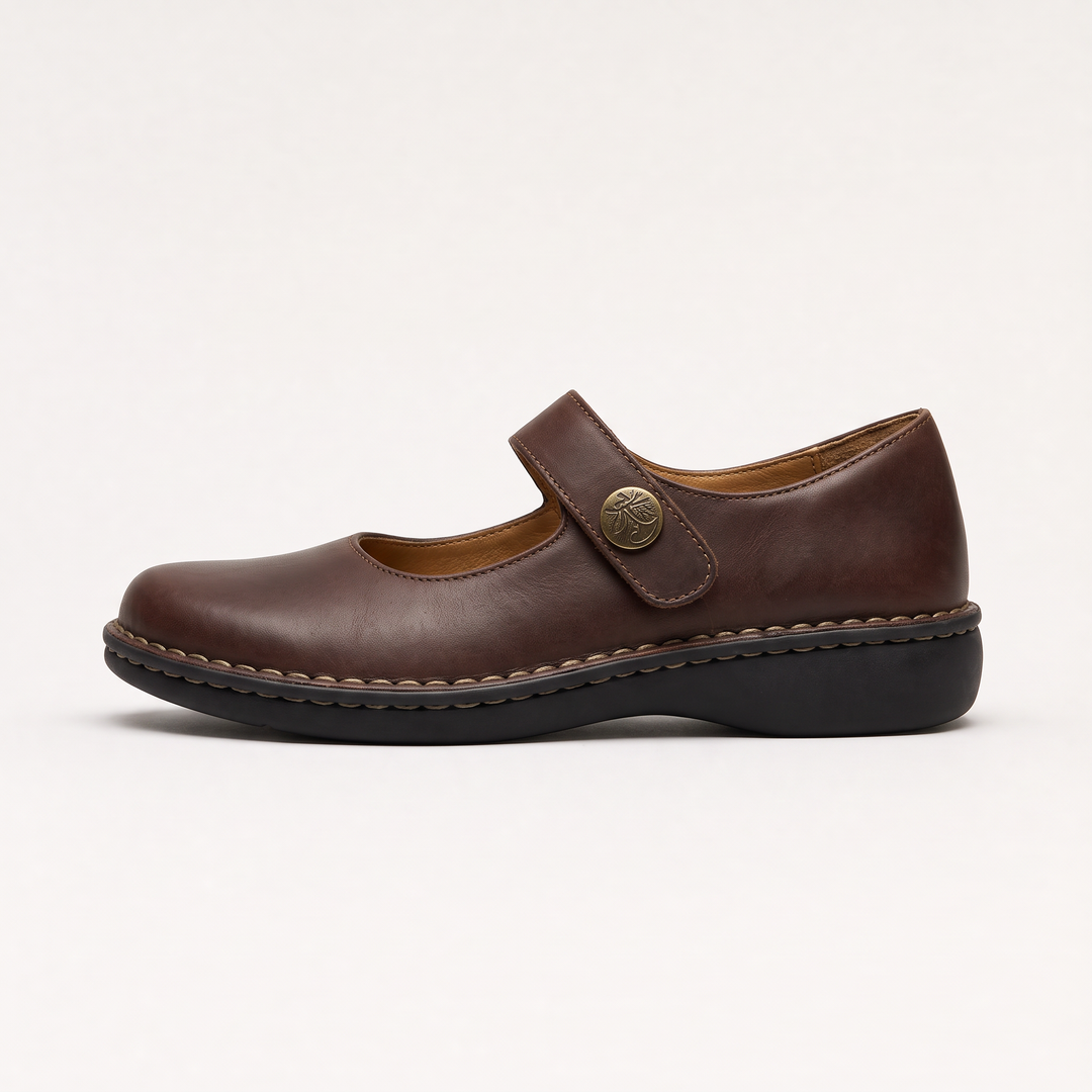 Women's Wide Fit Mary Jane Flats with Strap Fastening