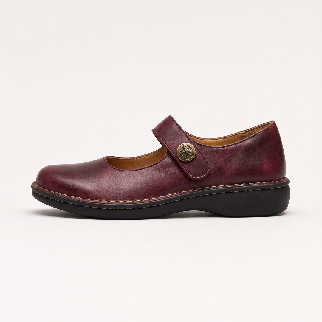 Women's Wide Fit Mary Jane Flats with Strap Fastening