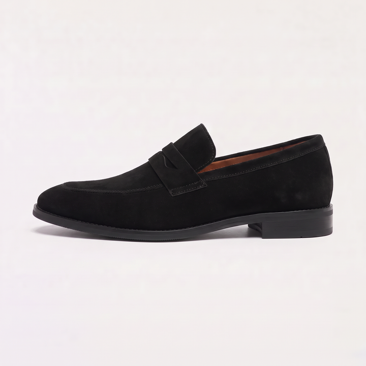 Men's Nubuck Penny Loafers with Saddle Strap