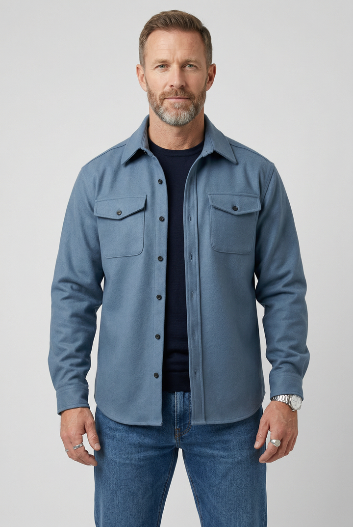 Men's Water-Repellent Overshirt Jacket with Chest Pockets