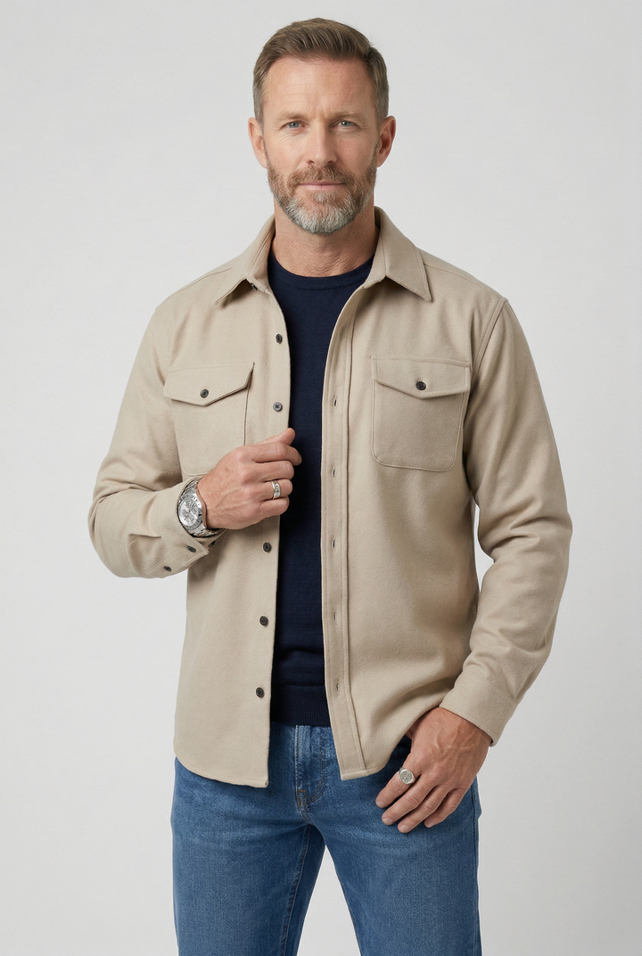 Men's Water-Repellent Overshirt Jacket with Chest Pockets