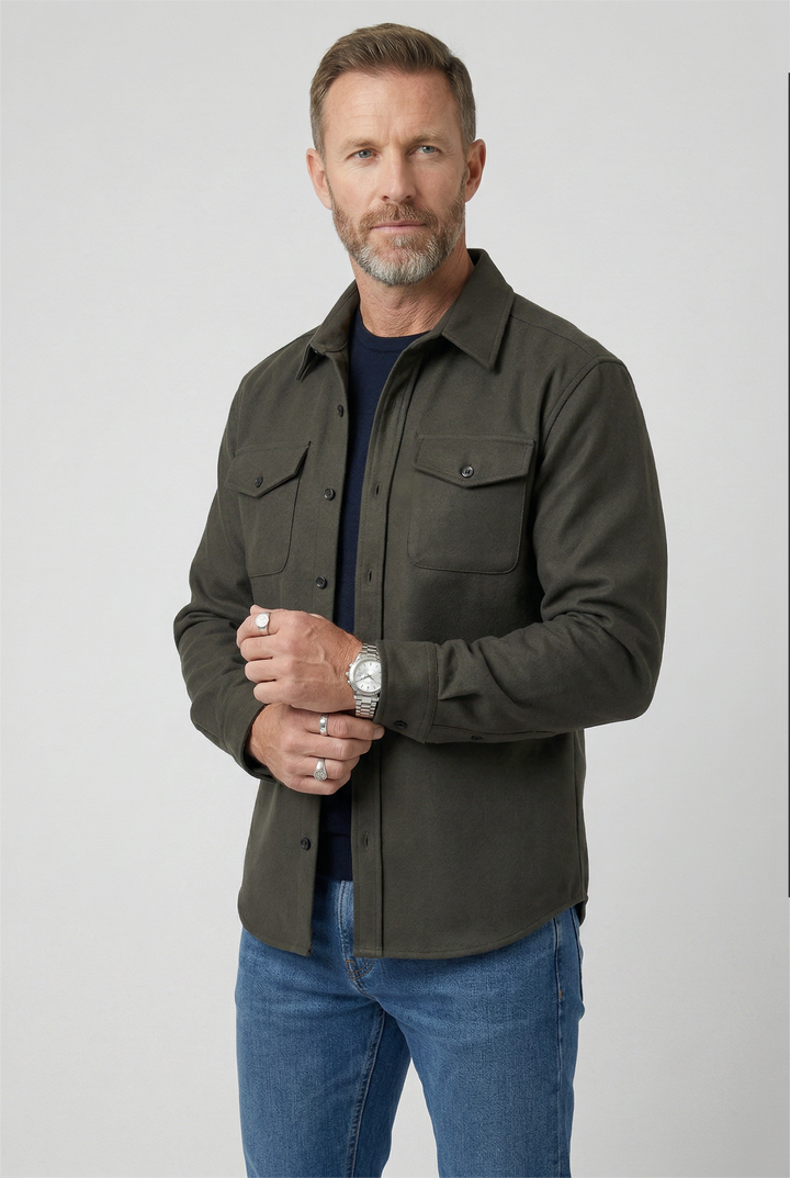 Men's Water-Repellent Overshirt Jacket with Chest Pockets