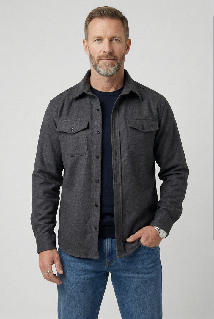 Men's Water-Repellent Overshirt Jacket with Chest Pockets