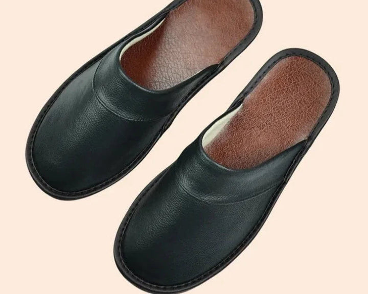 Men's Slip-On Slippers with Stitched Trim