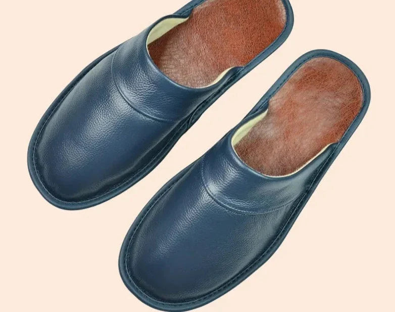 Men's Slip-On Slippers with Stitched Trim