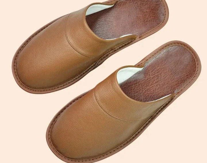 Men's Slip-On Slippers with Stitched Trim