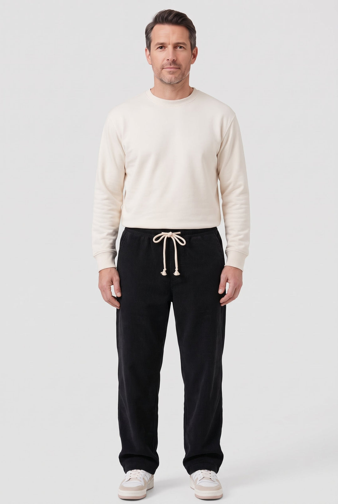Men's Corduroy Trousers with Drawstring Elasticated Waist