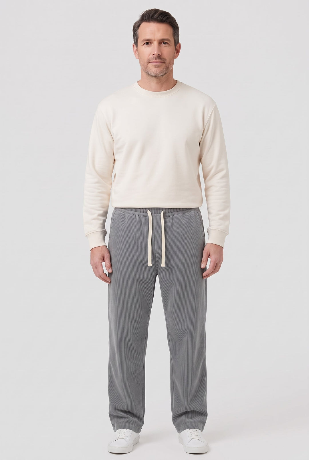 Men's Corduroy Trousers with Drawstring Elasticated Waist