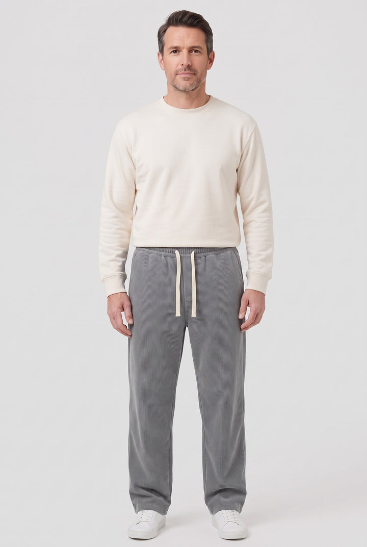 Men's Corduroy Trousers with Drawstring Elasticated Waist