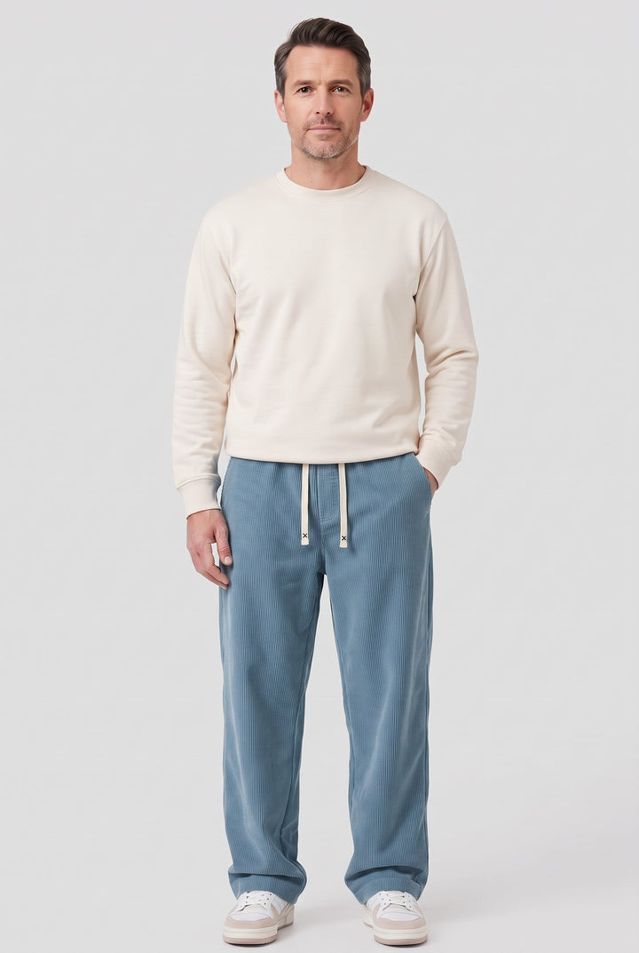 Men's Corduroy Trousers with Drawstring Elasticated Waist