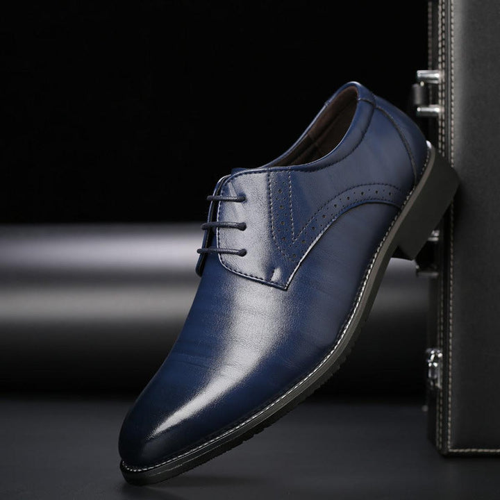 Men's Leather Lace-Up Dress Shoes with Brogue Detailing