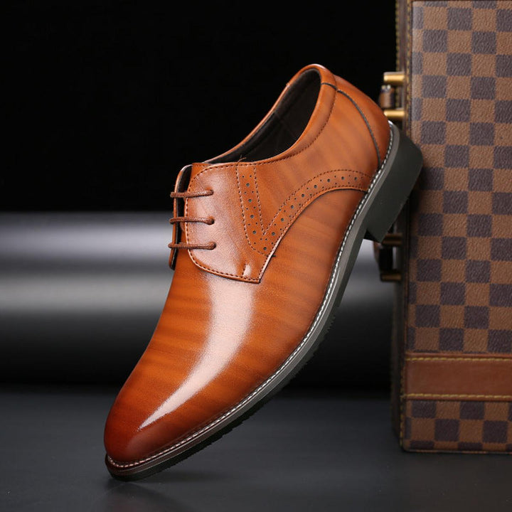 Men's Leather Lace-Up Dress Shoes with Brogue Detailing