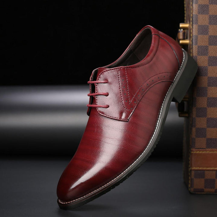 Men's Leather Lace-Up Dress Shoes with Brogue Detailing