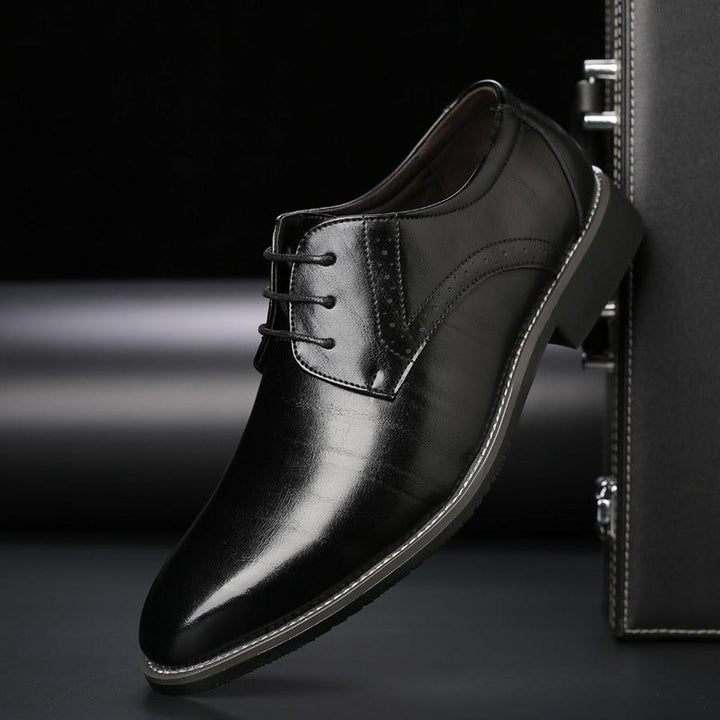 Men's Leather Lace-Up Dress Shoes with Brogue Detailing