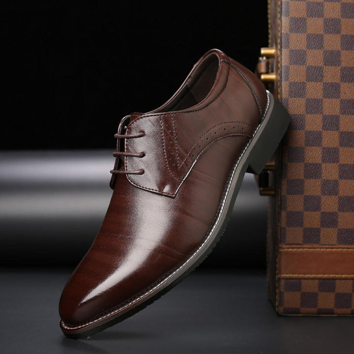 Men's Leather Lace-Up Dress Shoes with Brogue Detailing