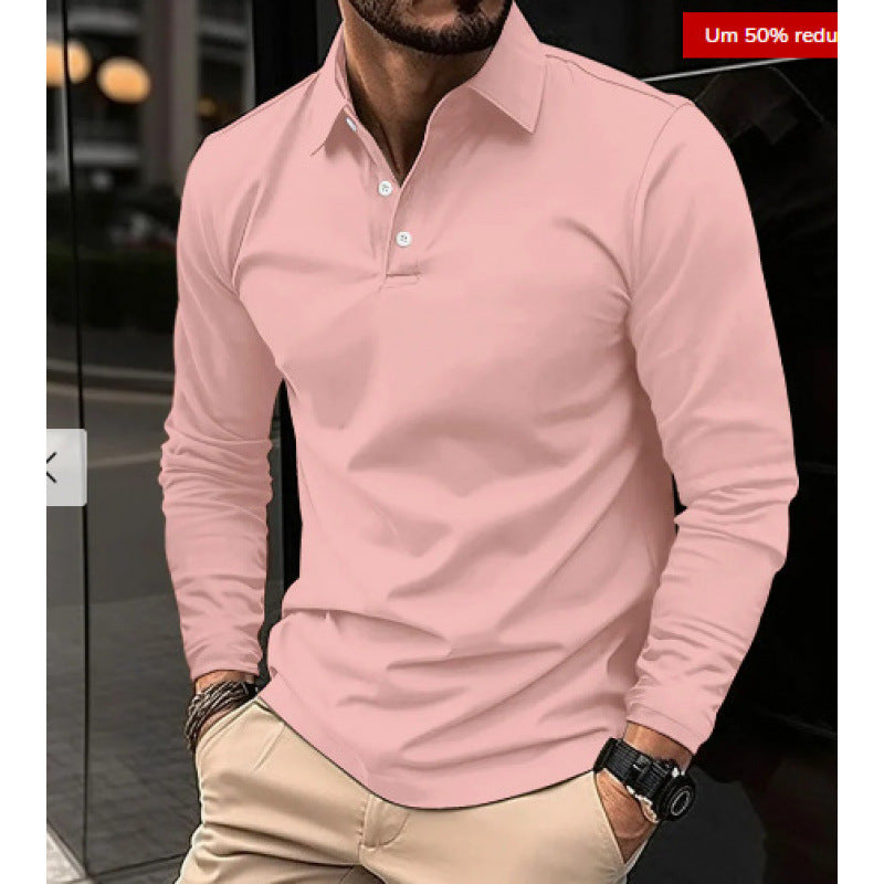 Men's Stretch Long Sleeve Polo Shirt in Modern Fit