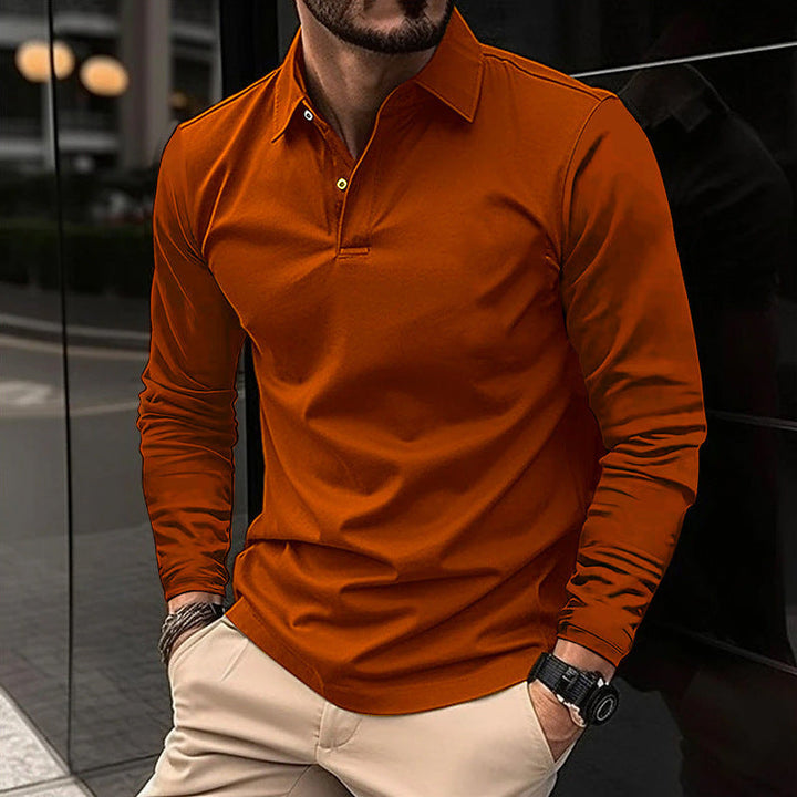 Men's Stretch Long Sleeve Polo Shirt in Modern Fit