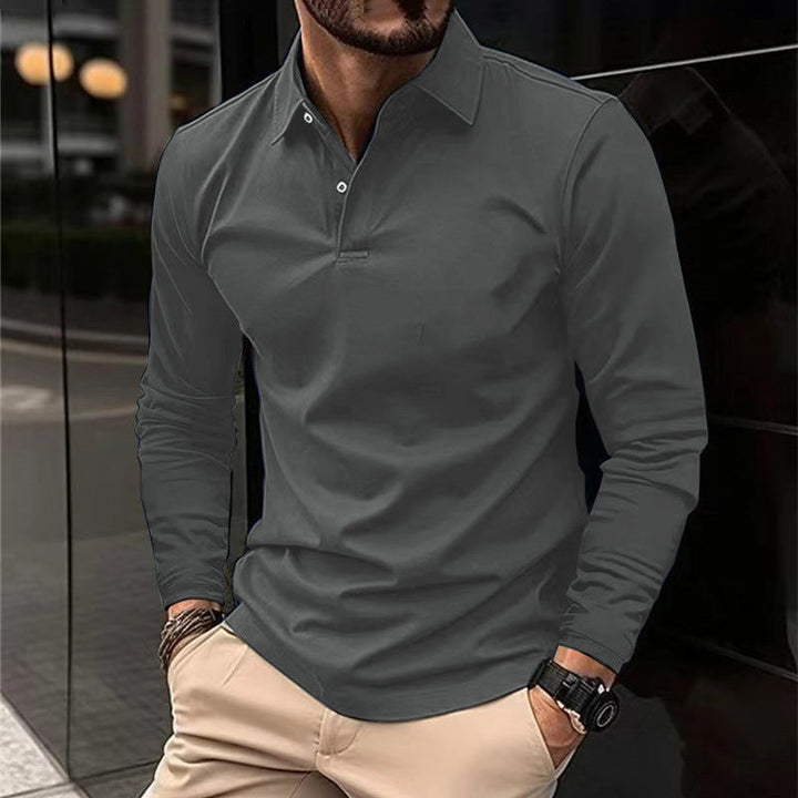 Men's Stretch Long Sleeve Polo Shirt in Modern Fit