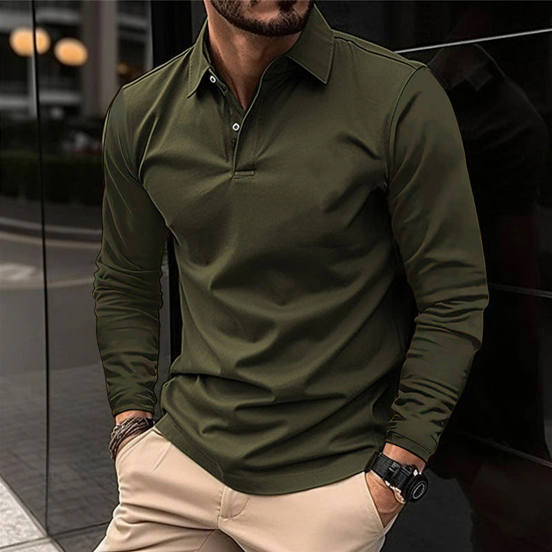 Men's Stretch Long Sleeve Polo Shirt in Modern Fit