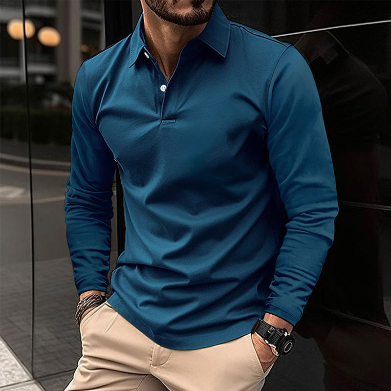 Men's Stretch Long Sleeve Polo Shirt in Modern Fit