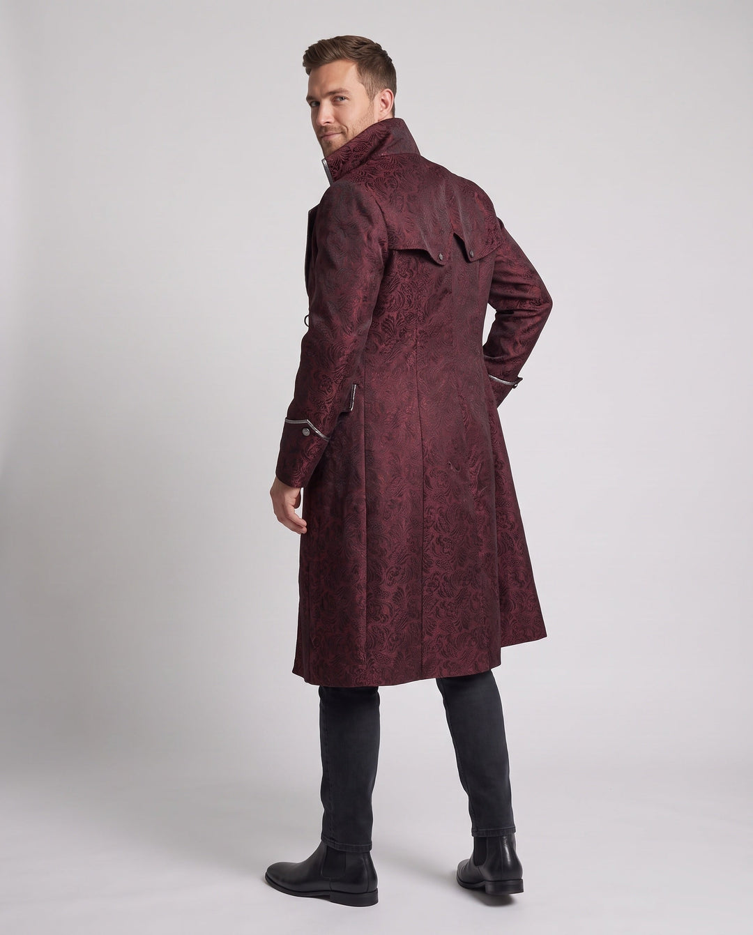 Men's Gothic Tailored Coat with High Collar