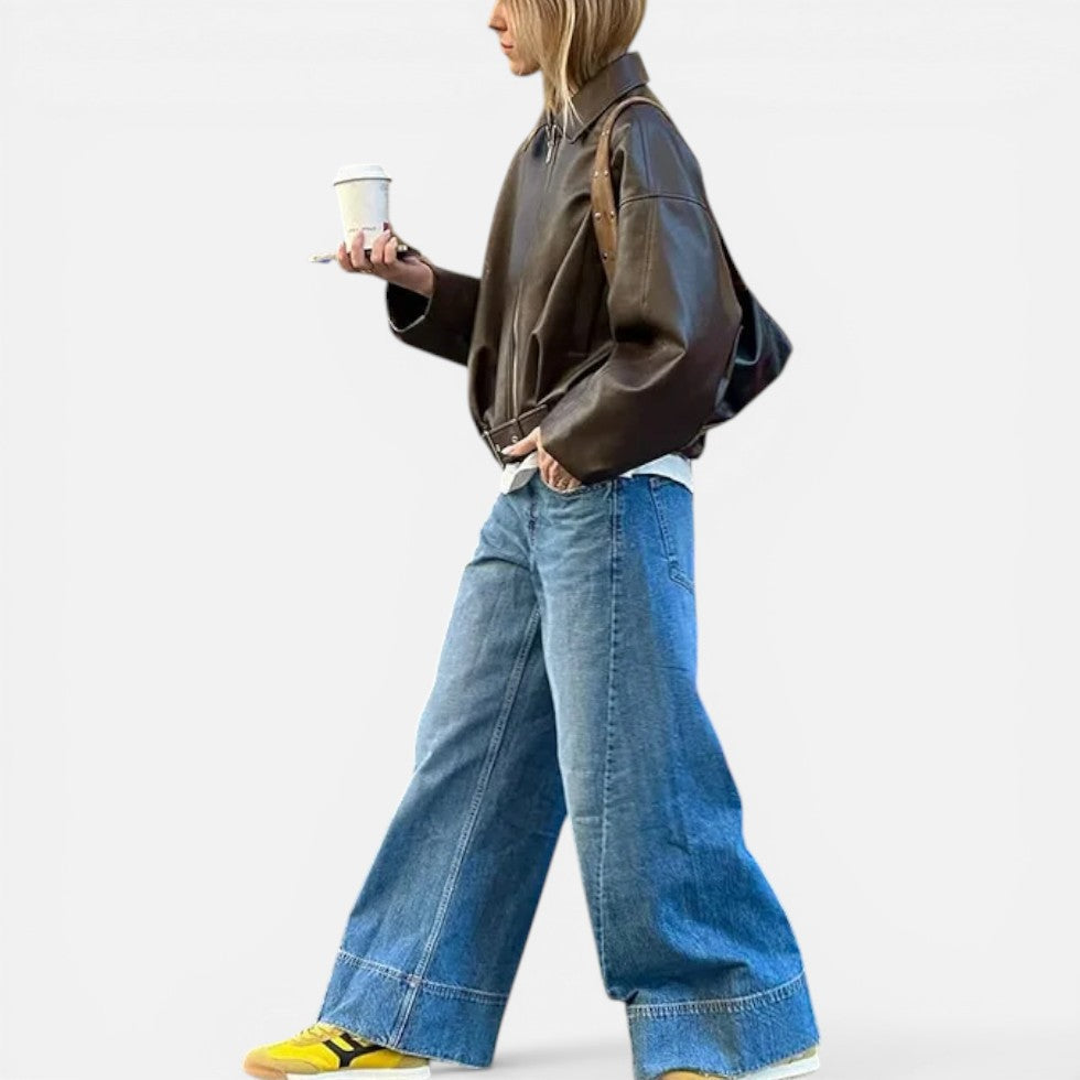 Women's Oversized Bomber Jacket with Belted Waist
