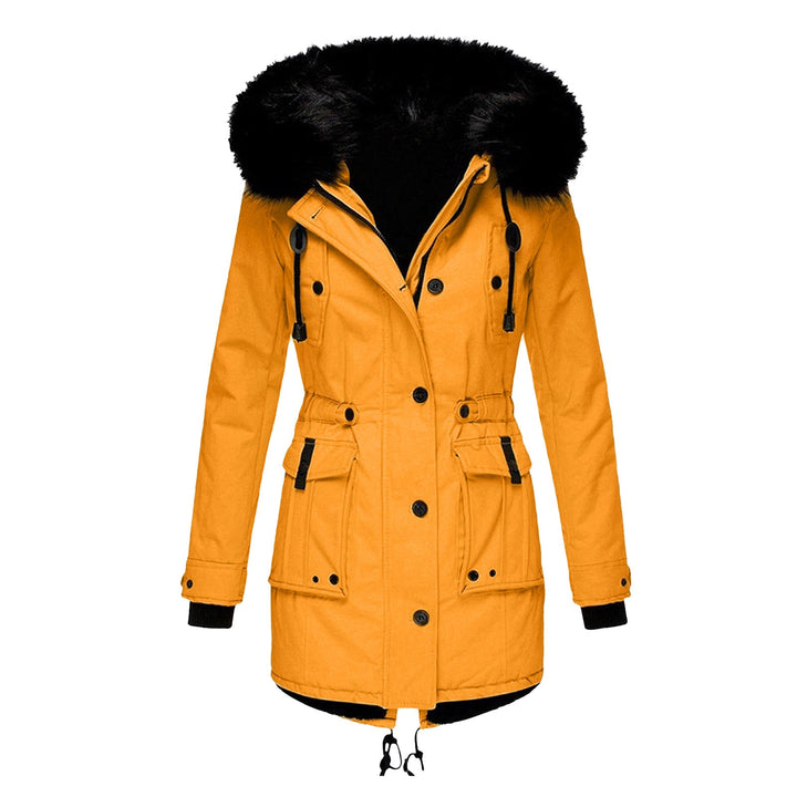 Women's Cotton Parka Coat with Faux Fur Hood