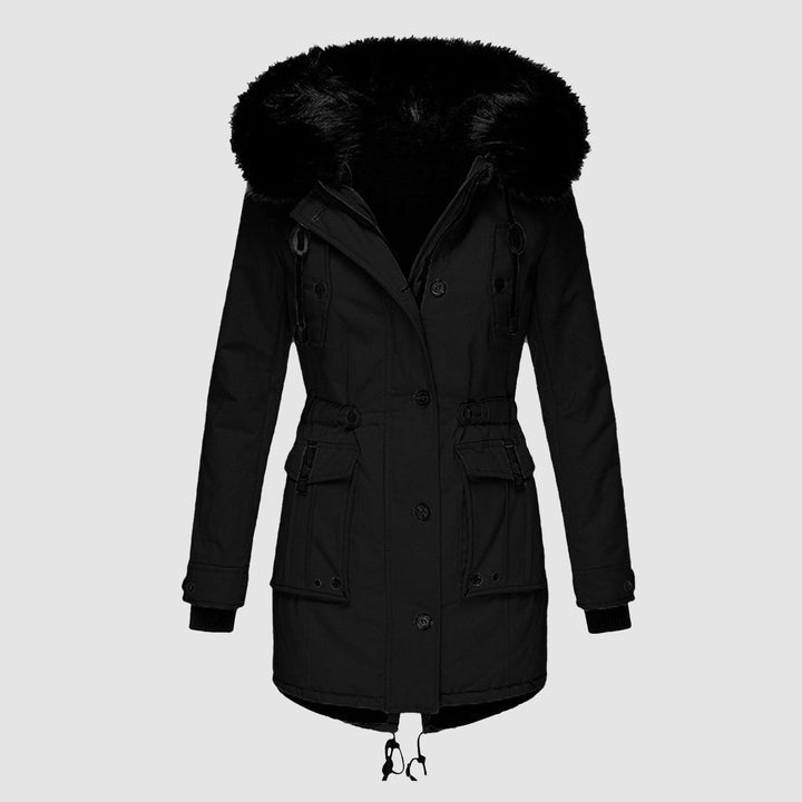 Women's Cotton Parka Coat with Faux Fur Hood