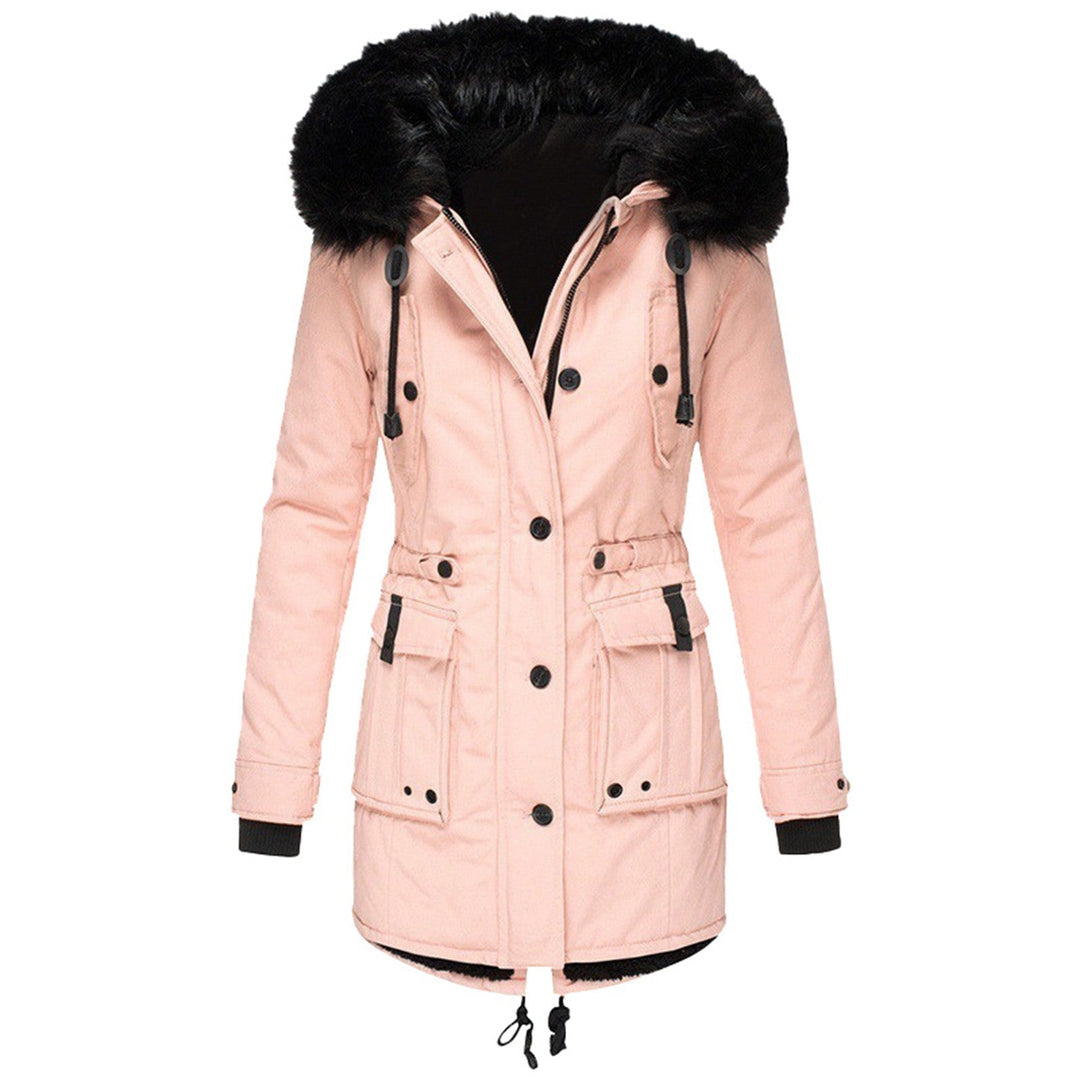 Women's Cotton Parka Coat with Faux Fur Hood