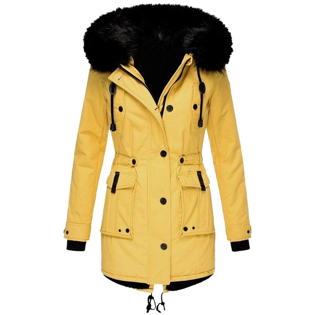 Women's Cotton Parka Coat with Faux Fur Hood