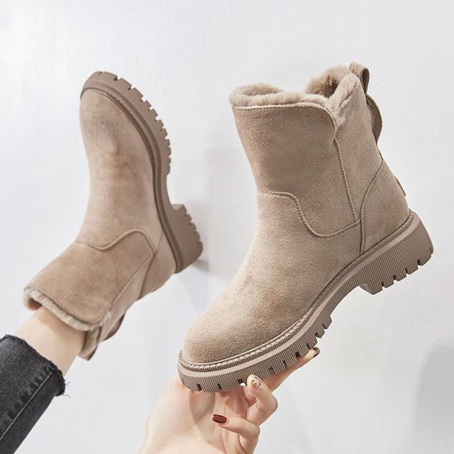 Women's Waterproof Fur-Lined Ankle Boots with Anti-Slip Sole