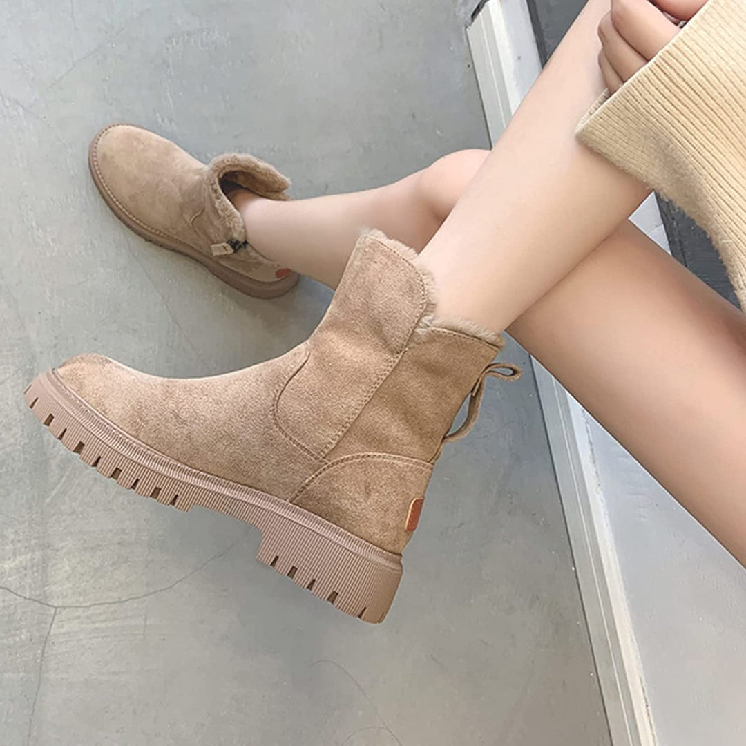Women's Waterproof Fur-Lined Ankle Boots with Anti-Slip Sole