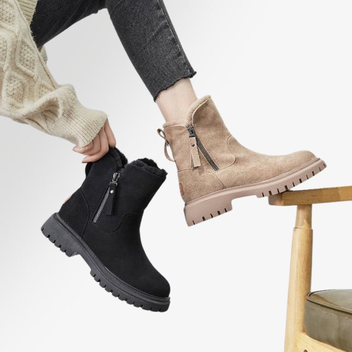 Women's Waterproof Fur-Lined Ankle Boots with Anti-Slip Sole
