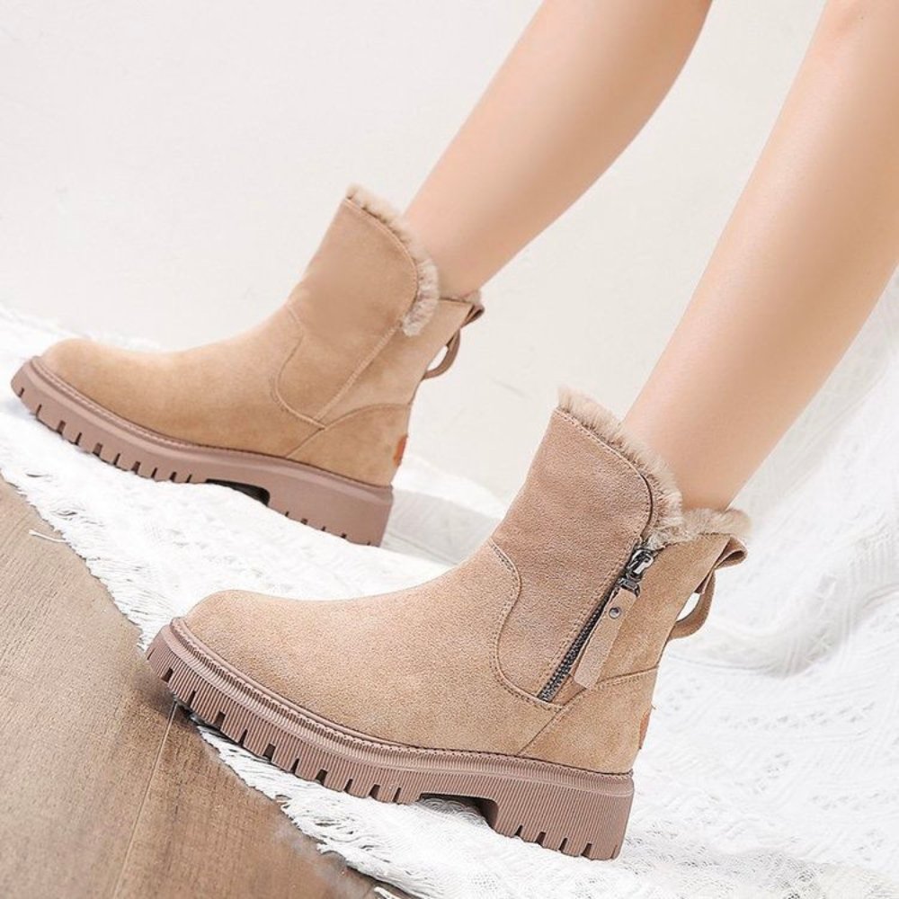 Women's Waterproof Fur-Lined Ankle Boots with Anti-Slip Sole
