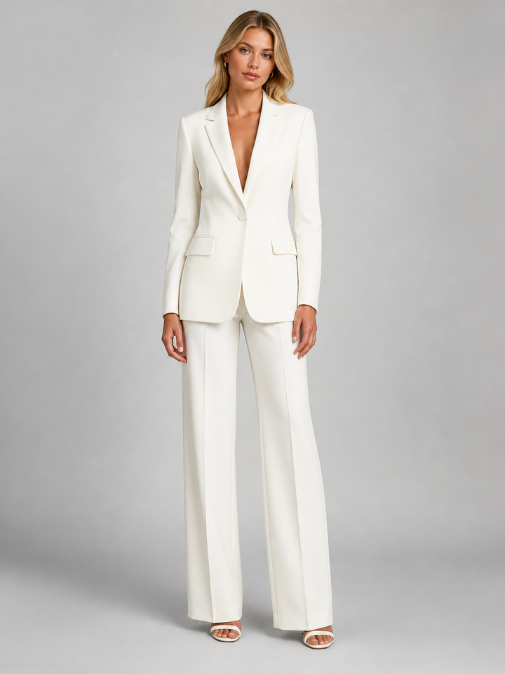 Women's Tailored Blazer and Wide-Leg Trouser Set