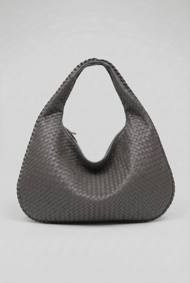 Women's Woven Hobo Shoulder Bag with Structured Silhouette