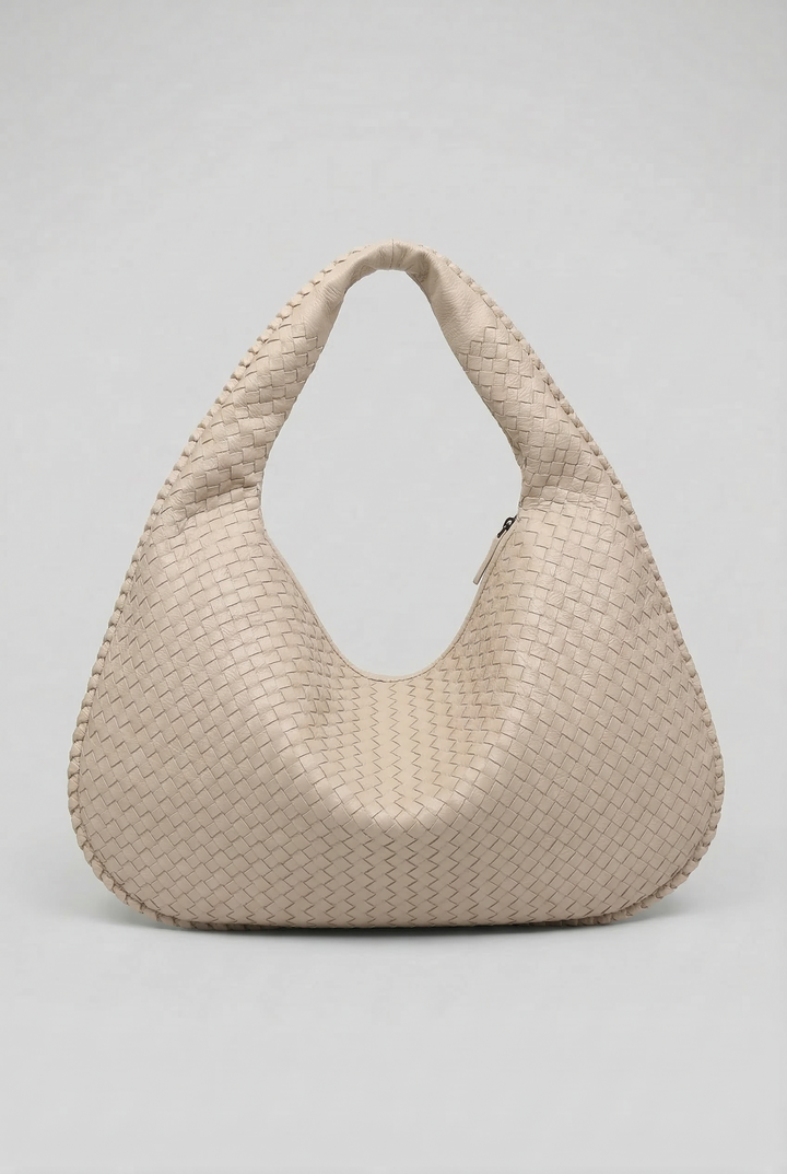 Women's Woven Hobo Shoulder Bag with Structured Silhouette