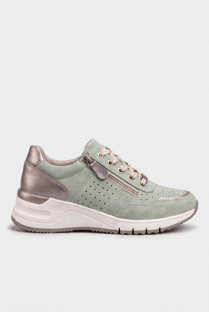 Women's Perforated Wedge Trainers with Side Zip