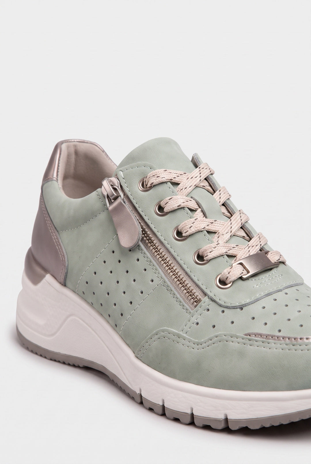 Women's Perforated Wedge Trainers with Side Zip