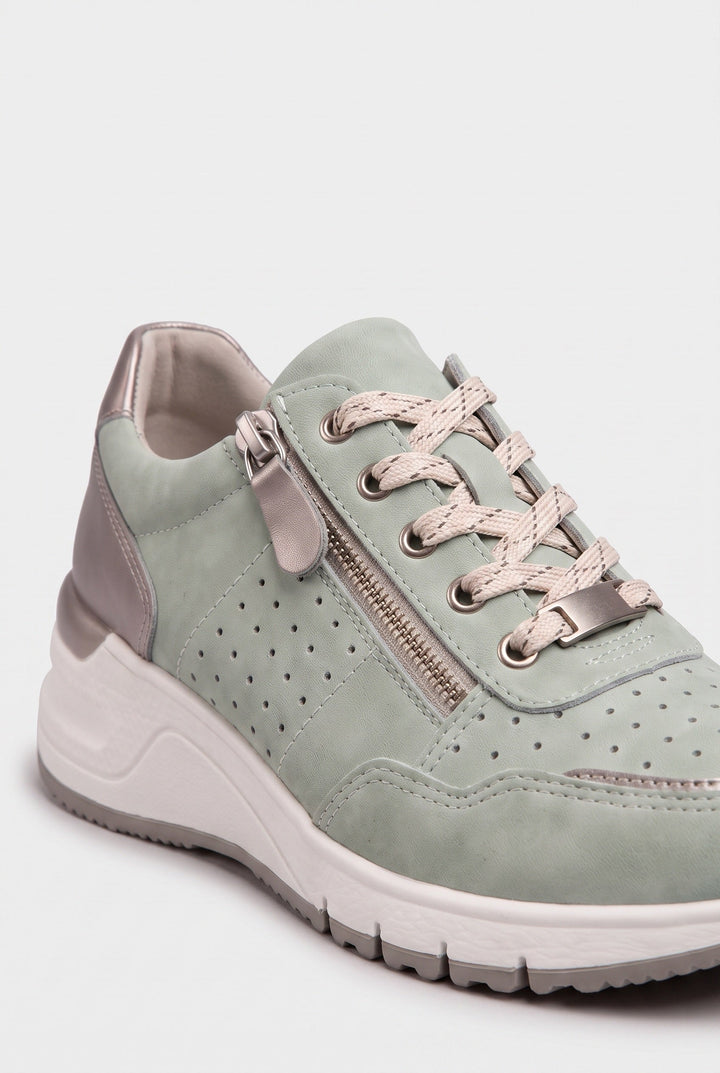 Women's Perforated Wedge Trainers with Side Zip