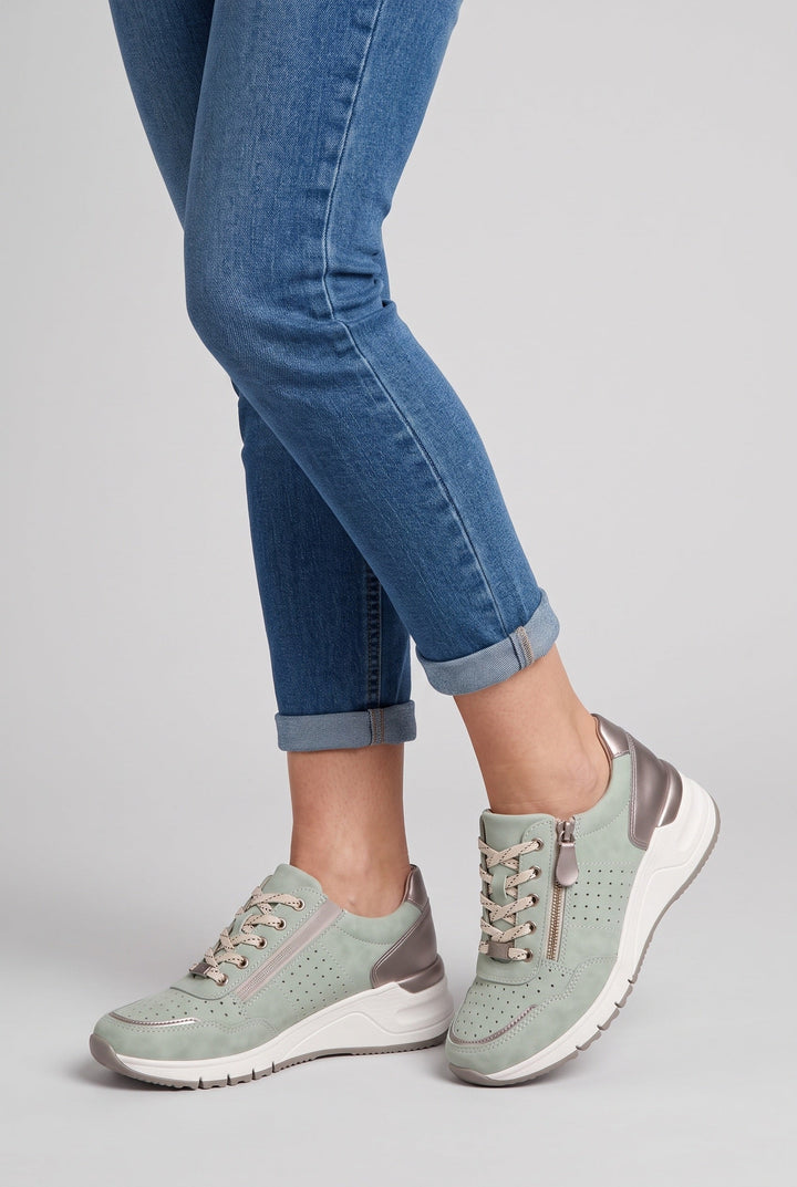 Women's Perforated Wedge Trainers with Side Zip