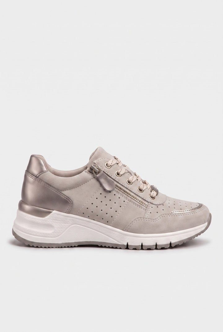 Women's Perforated Wedge Trainers with Side Zip