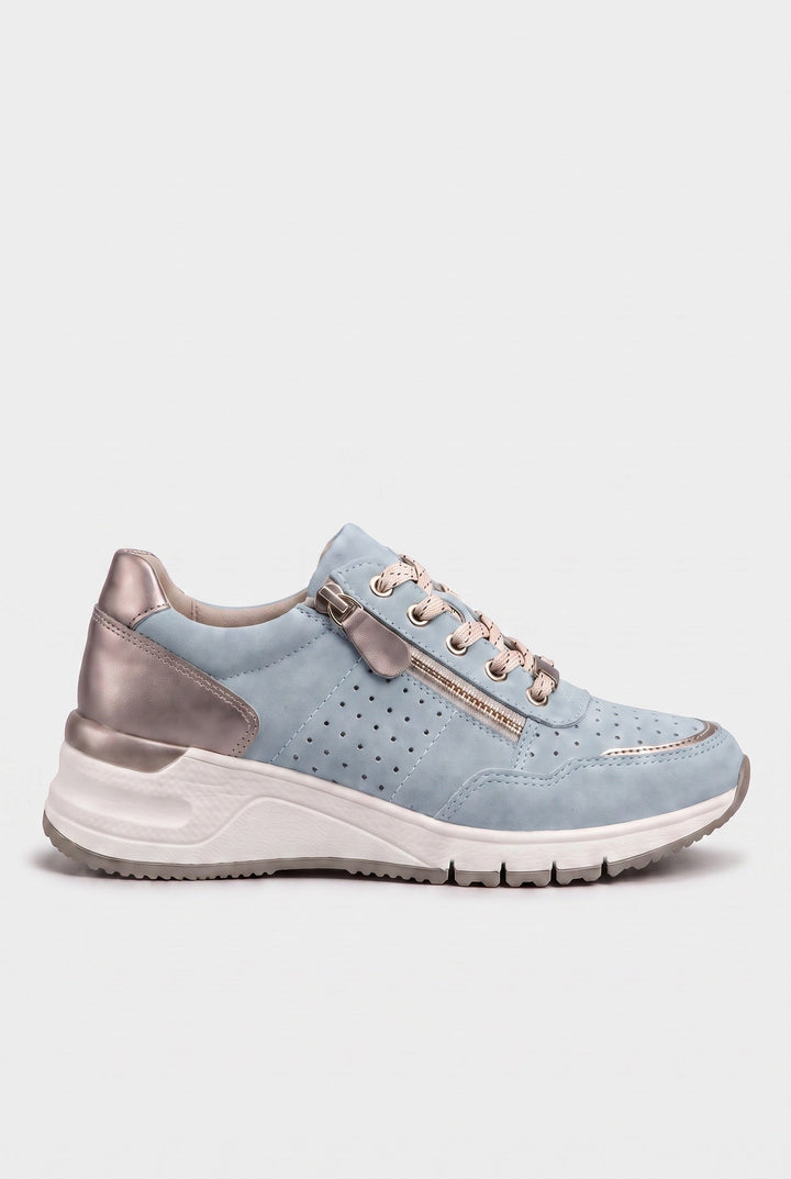 Women's Perforated Wedge Trainers with Side Zip