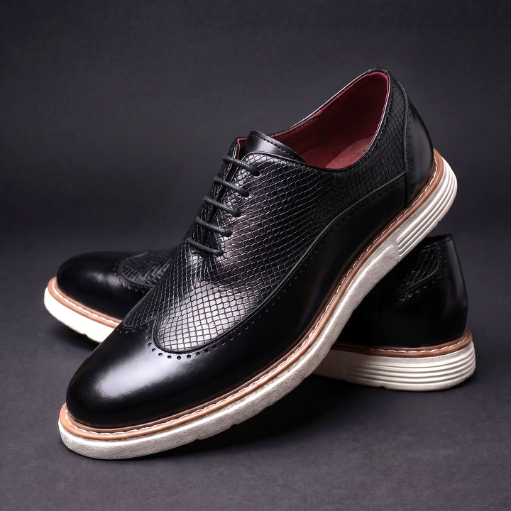 Men's Leather Wingtip Brogues with Cushioned Sole