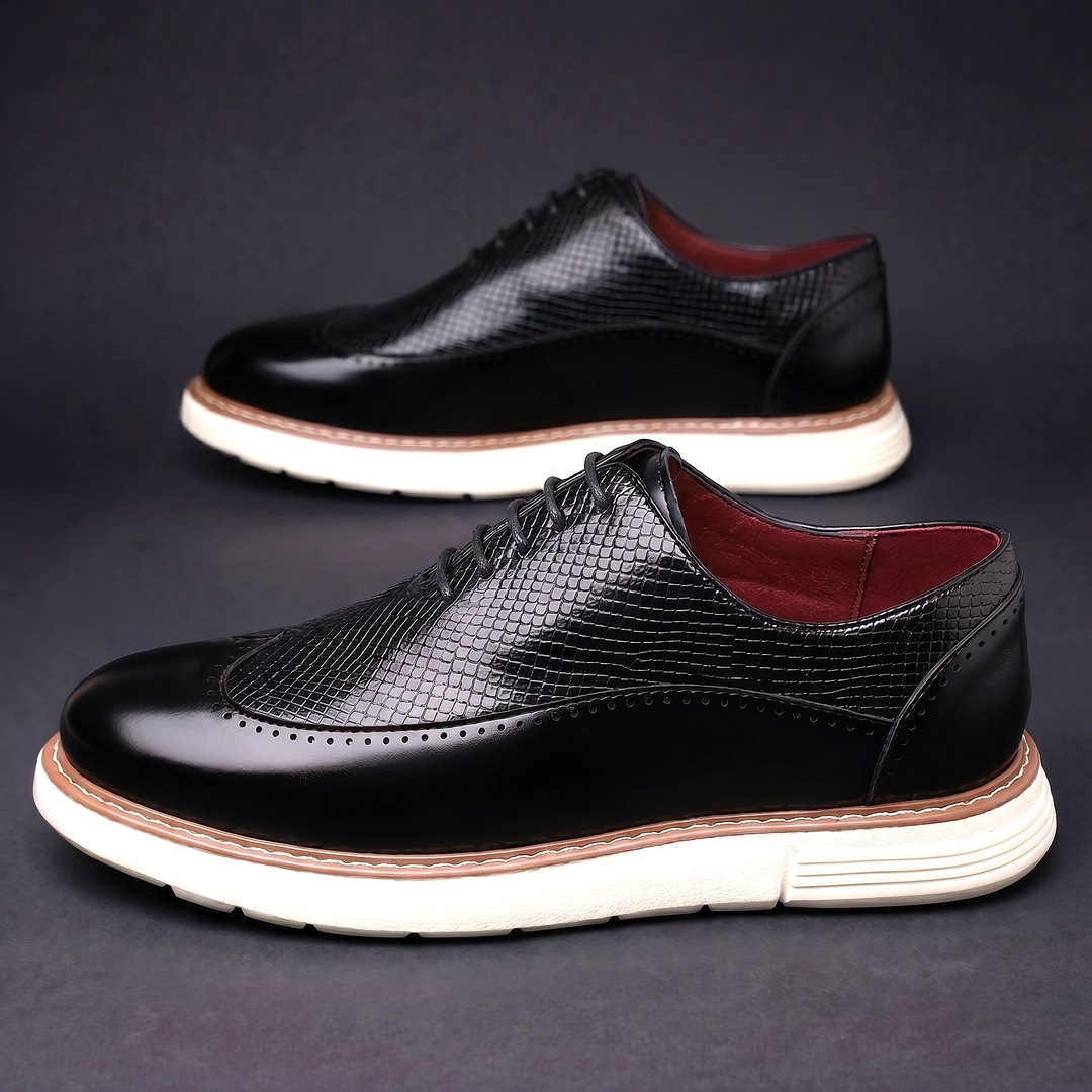 Men's Leather Wingtip Brogues with Cushioned Sole
