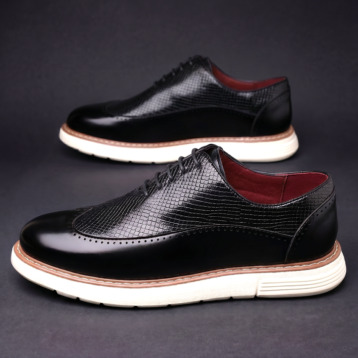 Men's Leather Wingtip Brogues with Cushioned Sole