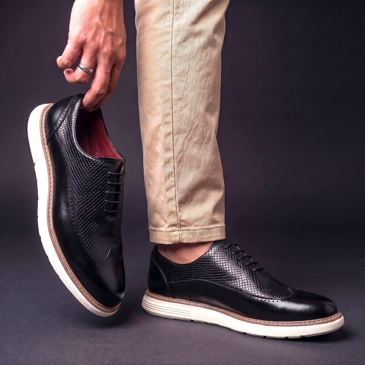 Men's Leather Wingtip Brogues with Cushioned Sole