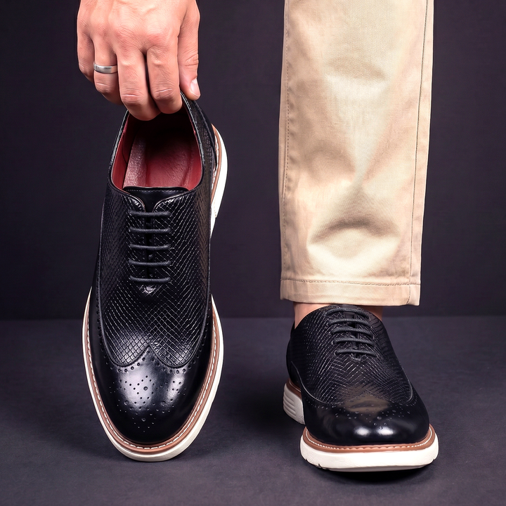 Men's Leather Wingtip Brogues with Cushioned Sole