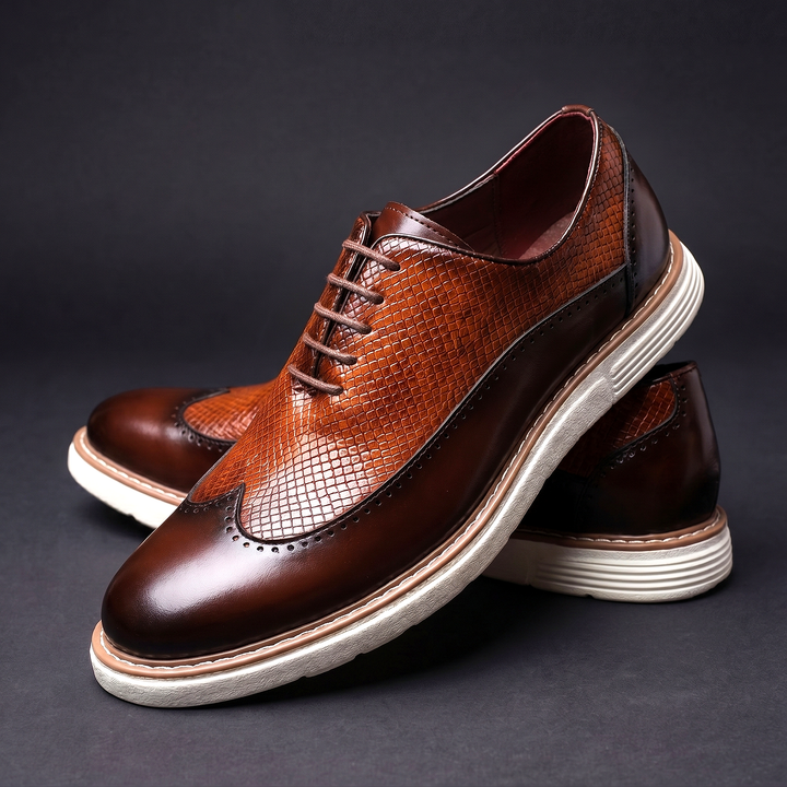 Men's Leather Wingtip Brogues with Cushioned Sole